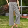 thumbnail image 2 of QLEICOM Womens Linen Pants,Casual Pants for Women,Relaxed Fits Wide Leg Pants for Women in Solid Color with Elastic Waistband and Pockets for Effortless Casual Style, 2 of 7