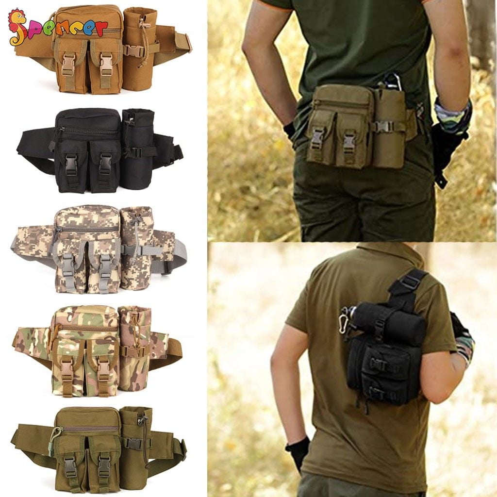 Men Sport  Military Hiking Travel Water Bottle Belt Fanny Pack Waist Bag 