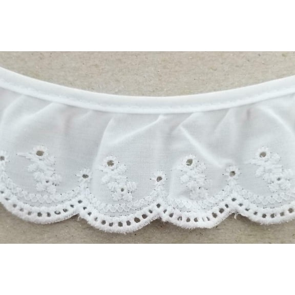 1-3/4" Ruffled Gathered Embroidery Eyelet Trimming - 9 Yards!