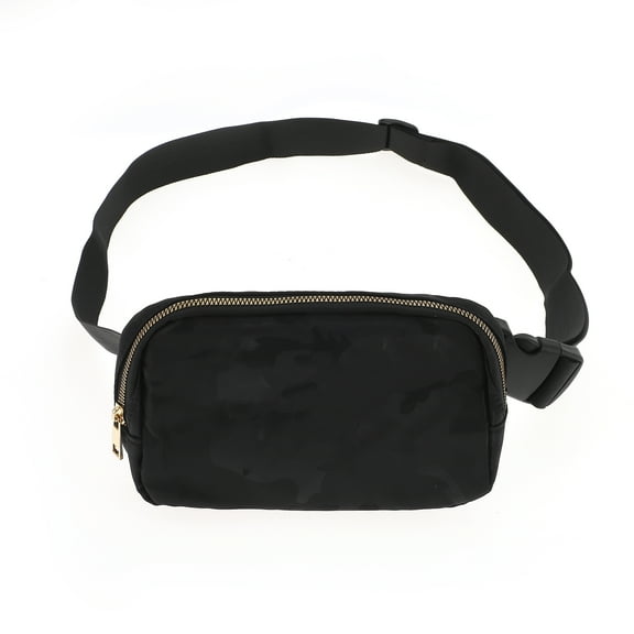 Unique Bargains 1 Pc Solid Color Running Waist Pack for Hiking Gym Black Nylon