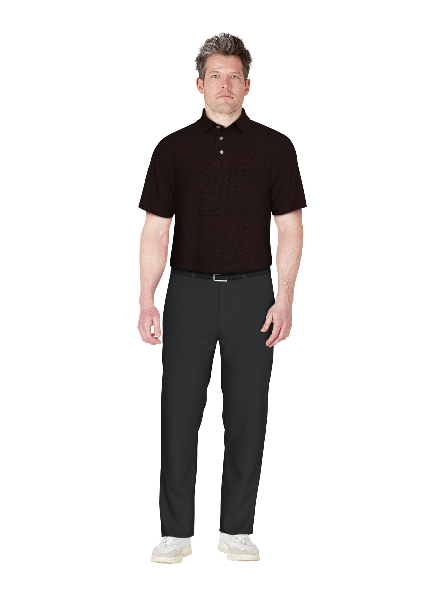 Ben Hogan Men's and Big Men’s Zig Zag Jacquard Golf Polo Shirt, up to Size 5XL