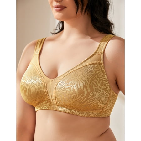 

Wingslove Women s Full Coverage Plus Size Non Padded Wireless Minimizer Bra Gold 42D