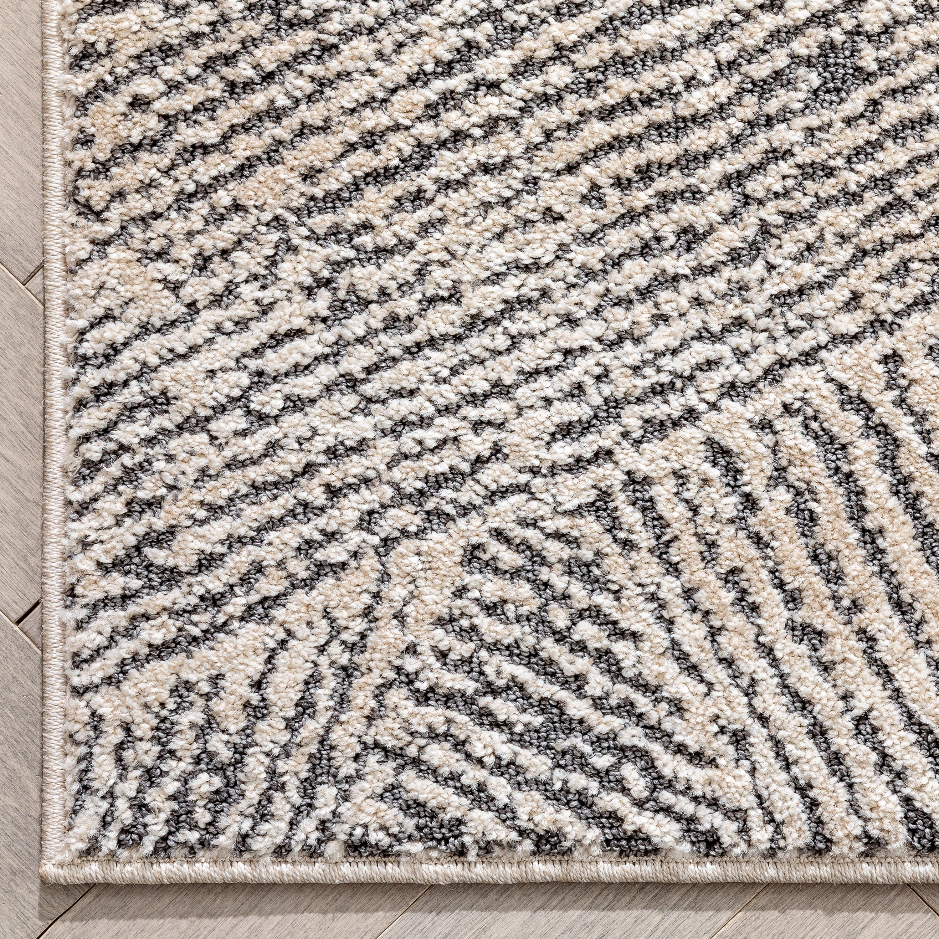 Well Woven Malaga Enzo Geometric Lines Beige 5'3" x 7'3" High-Low Area Rug