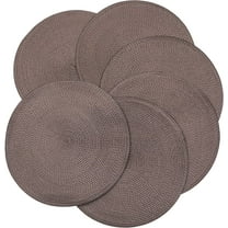 MODANU 4 Pack Polypropylene Woven Placemats for Dining Table, Heat Resistant Non-Slip Weave Placemats Handmade(Round 7 ", Red-brown)