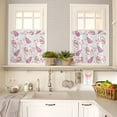 thumbnail image 4 of Christmas Pink Kitchen Curtains and Valances Set, Xmas Tree Santa Claus Snowflake Rod Pocket Window Valance 18 Inch Window Curtain Panels for Living Room Bedroom Laundry, 27.5x24in, 3 Pieces, 4 of 7