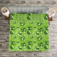 thumbnail image 3 of Ambesonne Tea Party Quilted Bedspread Set 3 Pcs, Tea Time Daisy Blooms, King Size, Lime Green Dark Green, 3 of 3