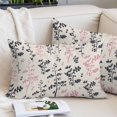 thumbnail image 2 of Grey Pink Botanical Throw Pillow Covers, Rustic Country Spring Floral Summer Leaf Soft Breathable Pillow Cases with Invisible Zipper, Toddler Pillowcases for Couch Bed Sofa Chair 12x20 Inches, 2 of 9