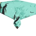thumbnail image 2 of MYPOP Halloween Pumpkin in the Tree Tablecloth Sets 52x70 Inches - Castle Bat Tree Green Table Cloth Cover for Dinner Party Decoration, 2 of 6