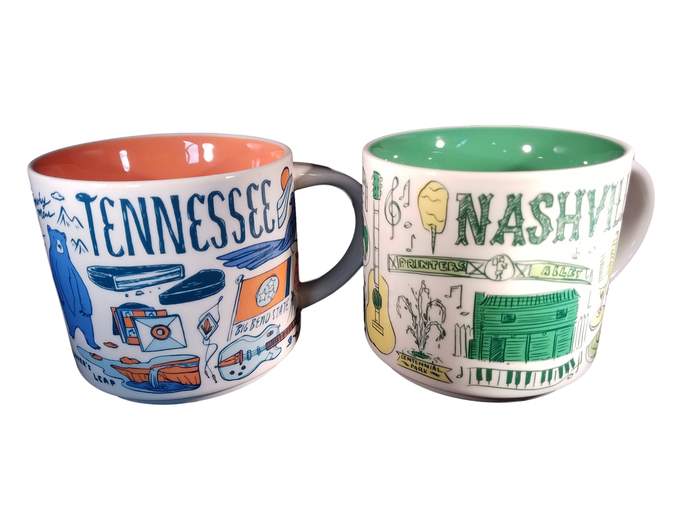 Starbucks Nashville and Tennessee Been There Series Ceramic Coffee Mug Set,  14 oz