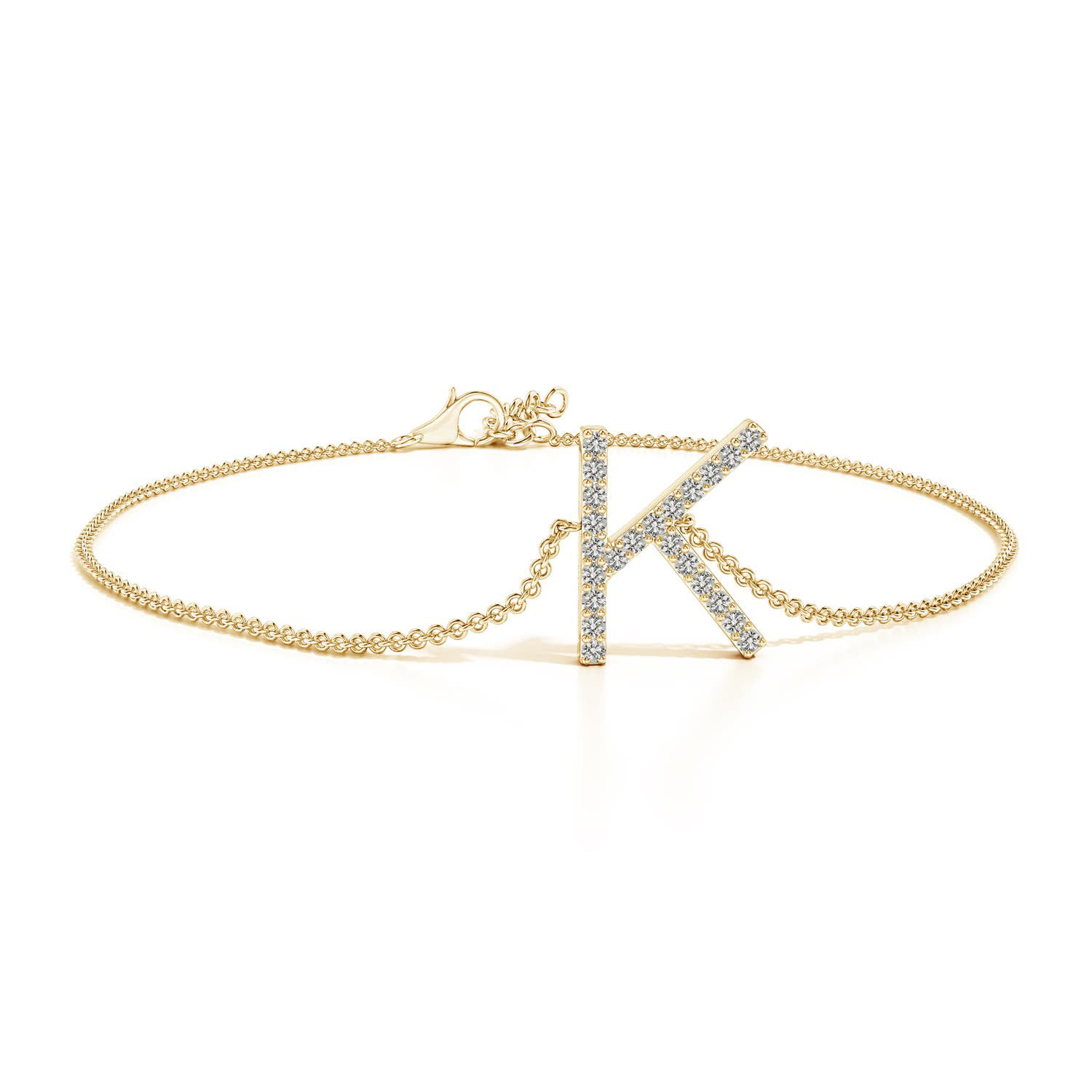 Letter K Rose Gold Diamond Bracelet