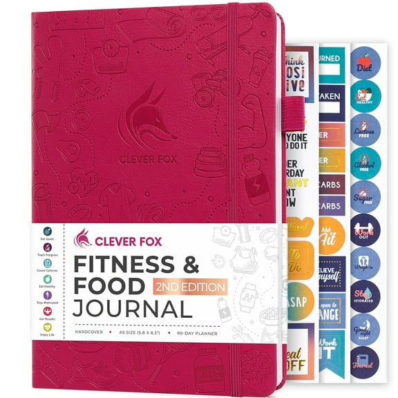 Clever Fox Fitness & Food Hardcover Guided Journal Fuchsia (CF-FNFJ-FUCH)