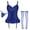 Blue, variant on Ausing Garter Lingerie for Women Floral Lace Babydoll Bodysuit Bra and Panty Set with 1Pair Fishnet Stocking 3 Pieces