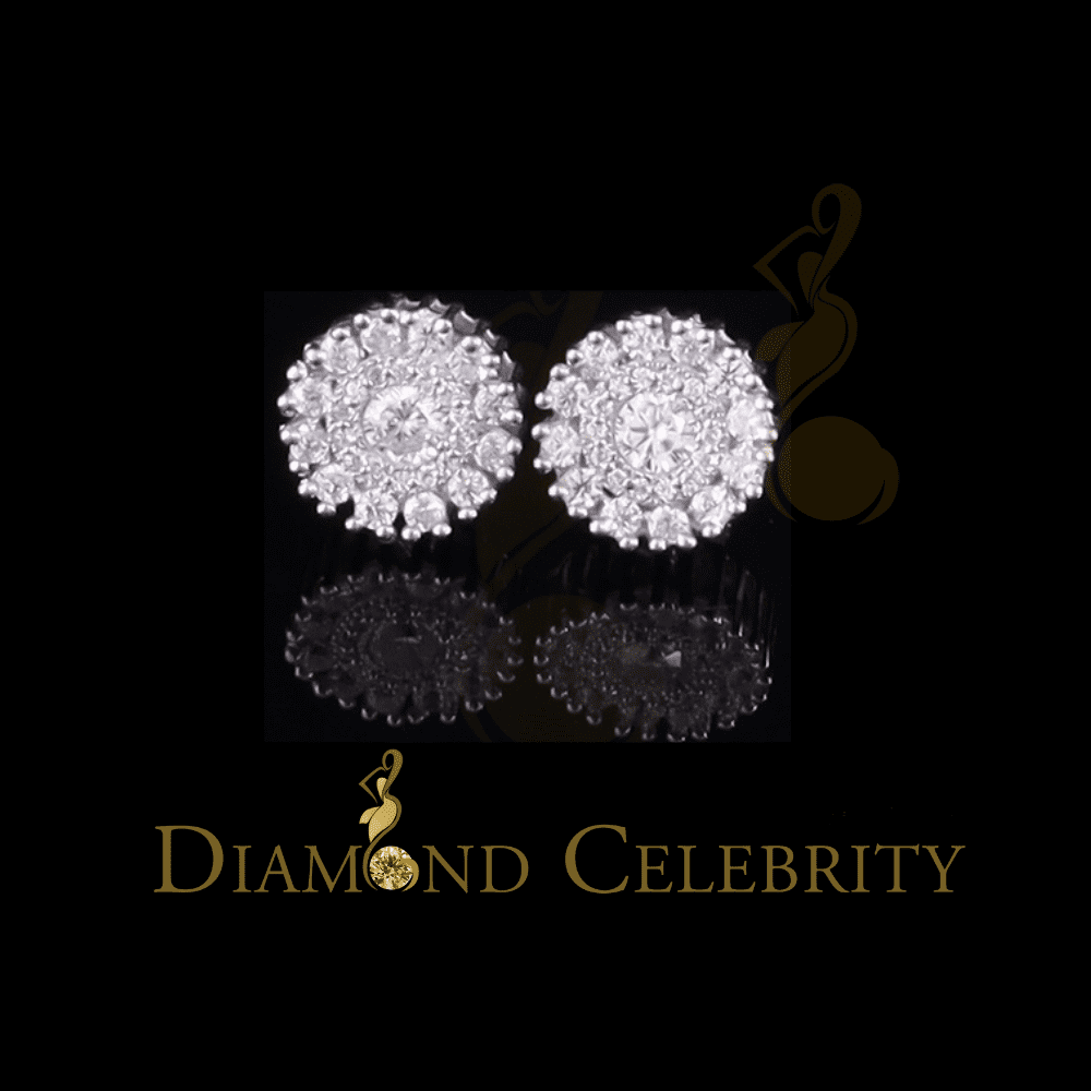 King of Blings Floral Stud White D Moissanite Earrings 1.00 ct. t.w. 925 Sterling, Sterling Silver