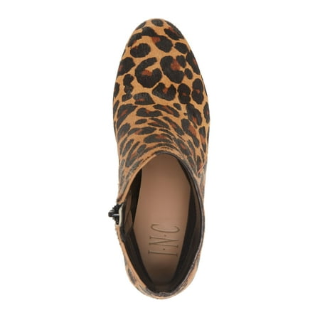 

INC Womens Brown Animal Print Cushioned Floriann Round Toe Block Heel Zip-Up Booties 7 M