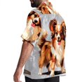 thumbnail image 3 of Pixel Dog Men's Short Sleeve Poplin Shirt, Casual Button Down Shirts, Printed Summer Beach Shirt, Unisex Casual Button Down Top, 3 of 6