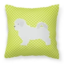 Carolines Treasures BB3836PW1818 Maltese Checkerboard Green Fabric Decorative Pillow