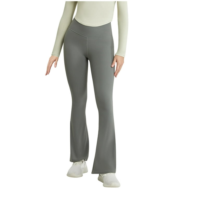 JWZUY Women's Bootcut Yoga Pants High Waist Tummy Control Non See Through  Bootleg Gym Workout Pants Dark Gray XL 