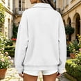 thumbnail image 4 of PRINxy Women's Soft Waffle Knit Long Sleeve Notch Lapel Full Zip Jacket Coat with Large Pockets for Fall Winter Casual White L, 4 of 6