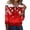 JO21_Red, variant on Lumtrix Christmas Shirts for Women Funny Xmas Holiday Top Trendy Lightweight 3/4 Sleeve V Neck Blouses Red S