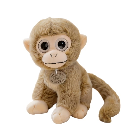 Brown Big-eyed Monkey Stuffed Animal Soft Stuffed Long Tail Monkey Plush Toys Home Decor Birthday Gift