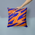 thumbnail image 2 of Letter Z Initial Tiger Stripe Blue and Orange Fabric Decorative Pillow, 2 of 4