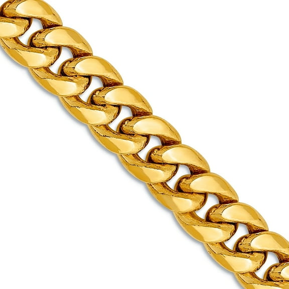 14k Yellow Gold 7.3mm Semi-solid Comfort Curb Chain Necklace 28 Inch Chain Necklace for Women and Men