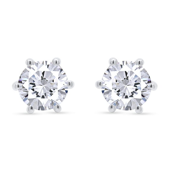 AFFY 1 Carat Moissanite Diamond Solitaire Stud Earrings for Women 18K White Gold over Silver