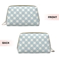 thumbnail image 3 of Easygdp Daisy Plaid Blue Leather Makeup Bag Zipper Pouch Travel Cosmetic Organizer for Women and Girls, Make up Bag with Zipper, 3 of 8