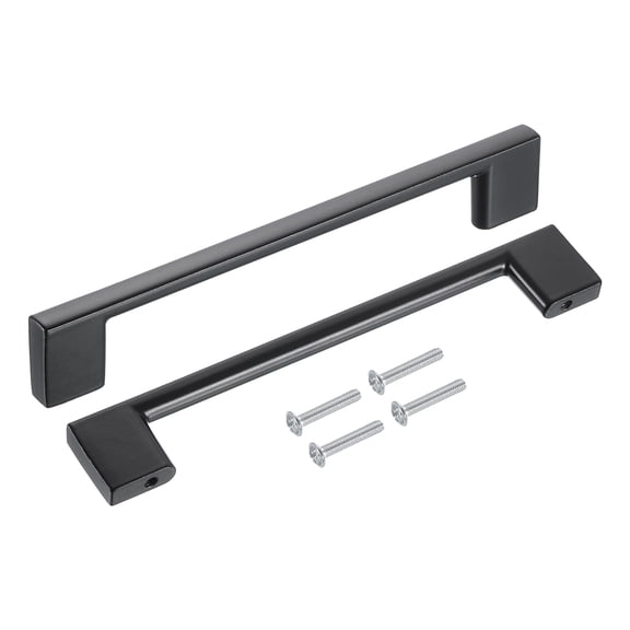 Drawer Pulls, 6Pcs 6" - Aluminum Alloy Kitchen Cabinet Handles, Rectangle Furniture Hardware Solid Handles for Wardrobe Cupboard (Matt Black)