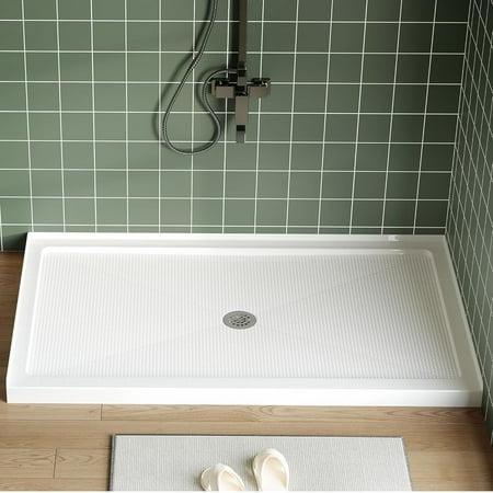 Shower Tray With Anti-Slip Particles, White, Three-Sided Waterproof + Abs American Standard Drain