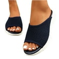thumbnail image 4 of Hopeusnice Women's Slippers Non-Slip Soft Mesh Materials Summer Shoes Breathable Open Toe Sandals Trendy Wedge Heel Comfortable Walking Shoes Blue 40, 4 of 6