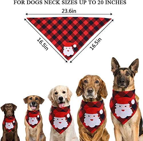 2 Pack Christmas Pet Dog Bandanas Triangle Bibs Scarf,Double-Cotton Plaid Printing Kerchief Set for Small Medium Size Dogs 