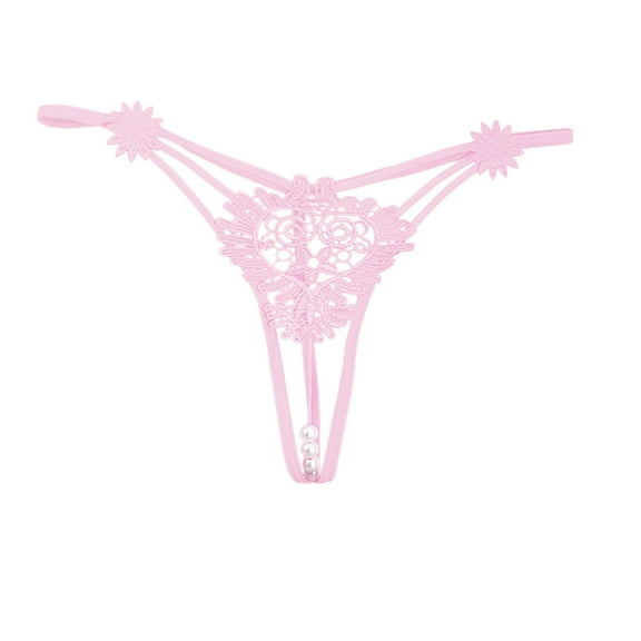 Ladies Sexy Embroidery Hot Hollowed Out Panties Open File Pearl T Pants