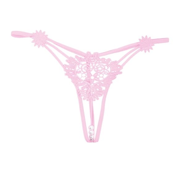 Gibobby Calzones de encaje para mujer sexy bordado caliente ahuecado bragas archivo abierto T pantalones(Rosa,Talla única)