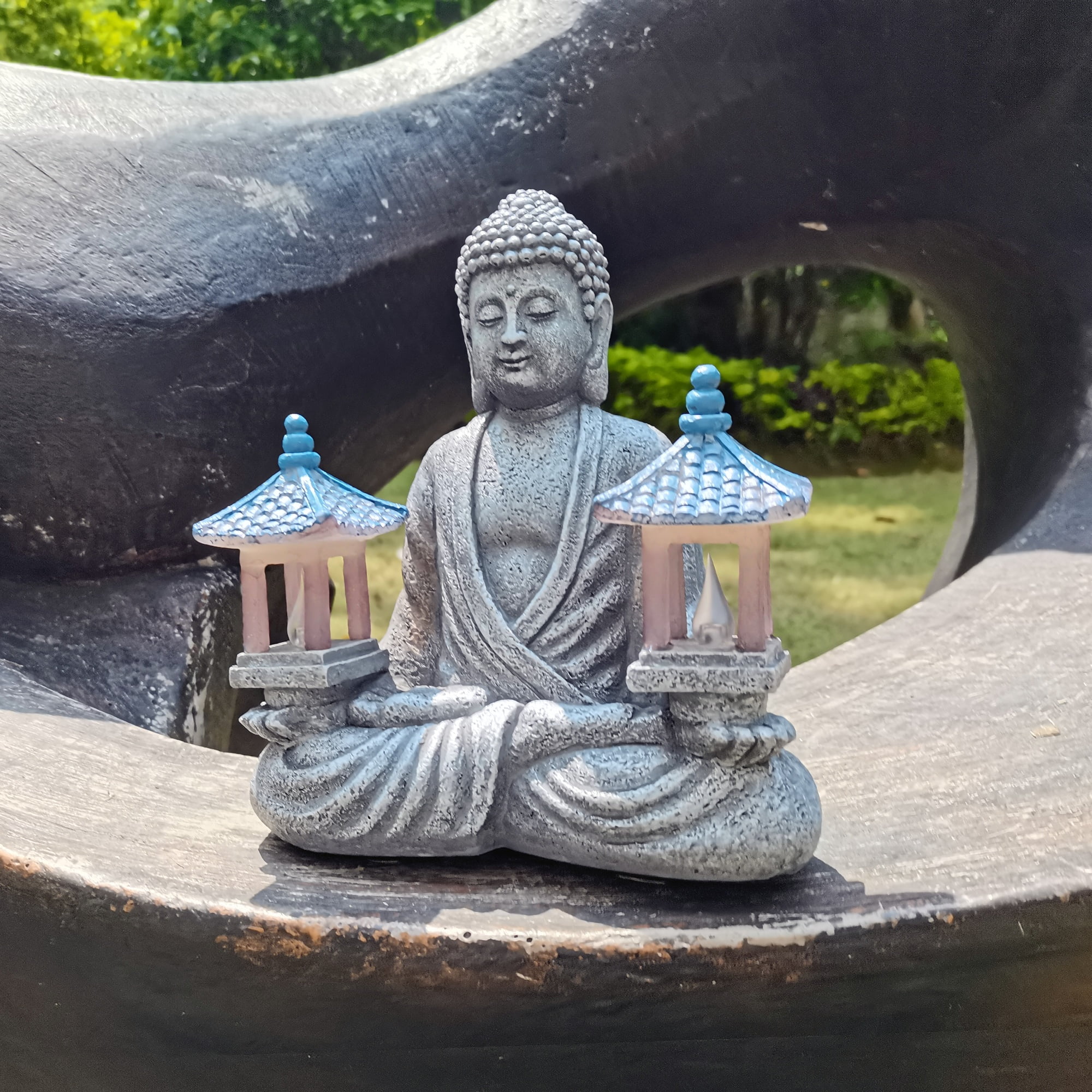 Outdoor Decor Zen Figurine Statue with Solar Lights, Zen Sculpture for Patio Yard Garden Decoration, Mother's Day Gift