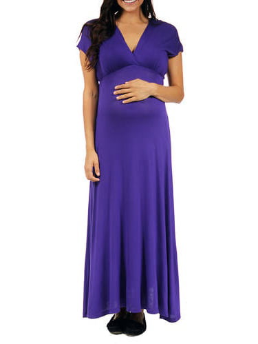 24/7 Comfort Apparel - Women's Faux Wrap Maxi Maternity Dress - Walmart ...