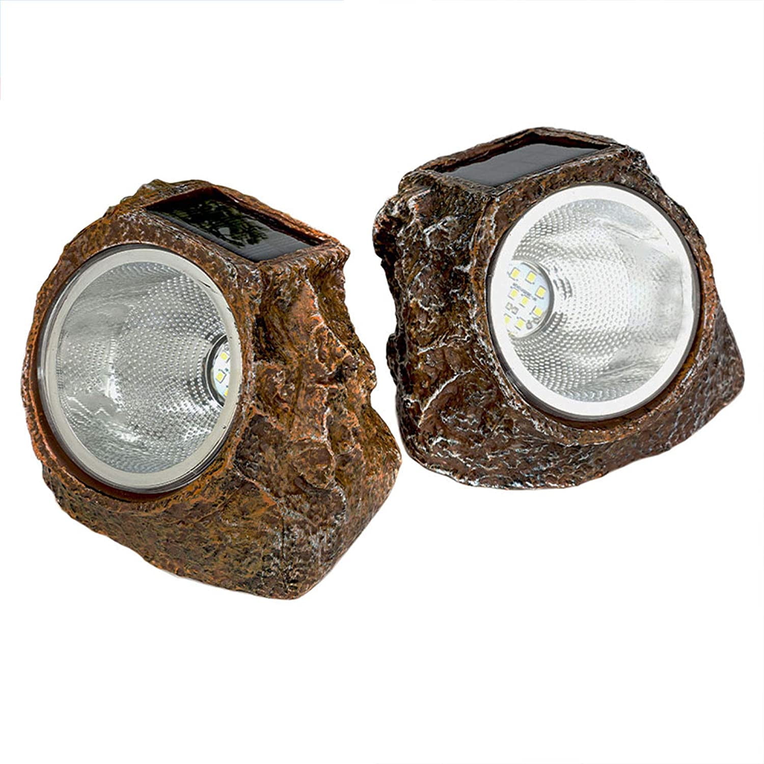 Solar Garden Rock Lights Outdoor, 2 Pack 10 LED Waterproof Solar