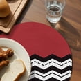 thumbnail image 3 of Black White Chevron Round 15 Inch Placemats Set of 4, Geometric Red Sea Wavy Striped HeatResistant Non Slip Place Mats for Dining Table, Wipeable Braided Kitchen Table Mats for Housewarming, 3 of 9