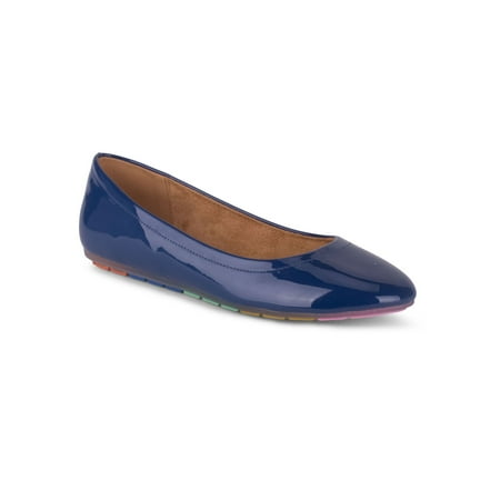 

WANTED Womens Navy Rainbow Sole Padded Marlo Round Toe Slip On Ballet Flats 6.5 M