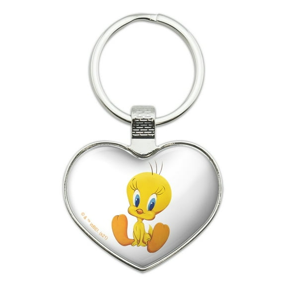 Looney Tunes Cute Tweety Keychain Heart Love Metal Key Chain Ring