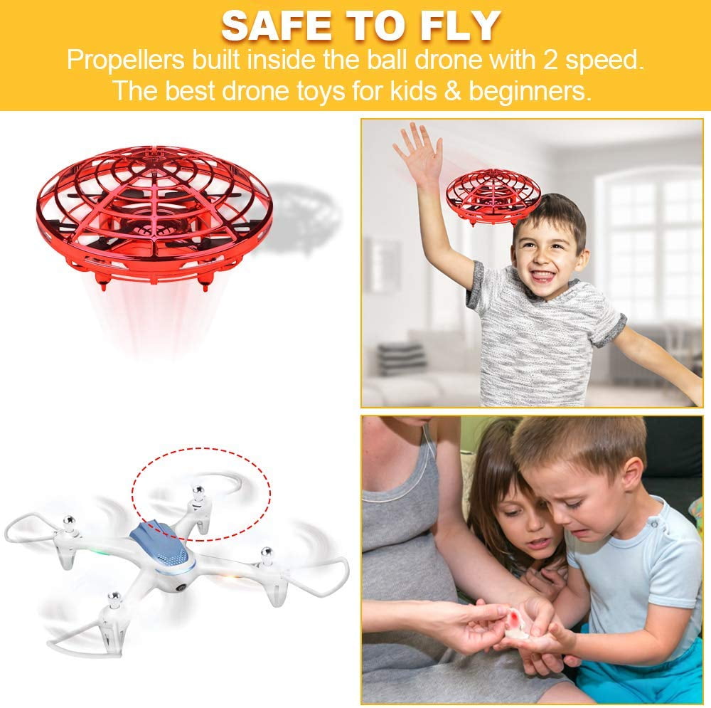 Self Flying UFO Party Game Toys Rodeo Hands Free UFO Flying Toys for Boys and Girls Hand Controlled Mini Drones Covered with 6 Infrared Sensors Hand Operated Drone for Kids Toddlers Adults 