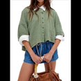 thumbnail image 1 of Suéter Corto con Botones Y2K para Mujer, Cárdigan de Color Liso con Cuello Redondo y Mangas , Top de Punto, Ropa de Calle. Verde M, 1 of 8