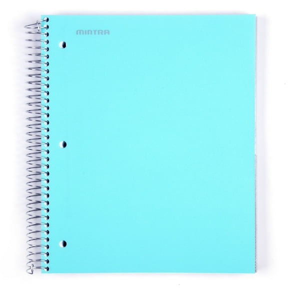 Mintra 5 Subject Spiral Notebook - Teal - College Ruled - Durable Poly Cover/5 Poly Pockets/200 Sheets
