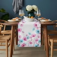 thumbnail image 2 of Blue Pink Flowers Table Runner - 120 Inch Long, Kitchen Dining Table Runner Dresser Scarves, Spring Garden Floral Watercolor Farmhouse Decor for Coffee Tables Wedding Party Banquet, 2 of 8