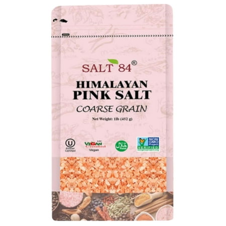 SALT 84 Pink Salt Coarse Grain, Natural Seasoning Salt, 1 lbs/Each Pack of 6