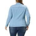 thumbnail image 3 of MODA NOVA Juniors Plus Size Long Sleeve Button Down Jean Denim Jacket with Pockets 2X Ice Blue, 3 of 6