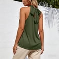 thumbnail image 4 of Likimi Tank Tops For Women Summer High Neck Solid Color Sleeveless Elegant Fashionable Shirt Army Green Size L, 4 of 6