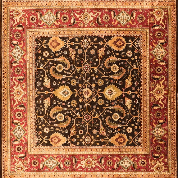 Ahgly Company Indoor Square Oriental Orange Industrial Area Rugs, 4' Square