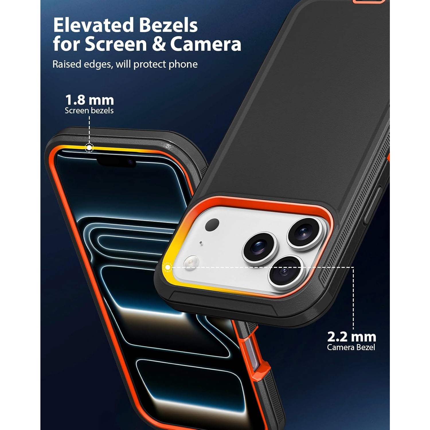 DualPro Hybrid Defense Case for iPhone 17 Pro Max - Black & Orange