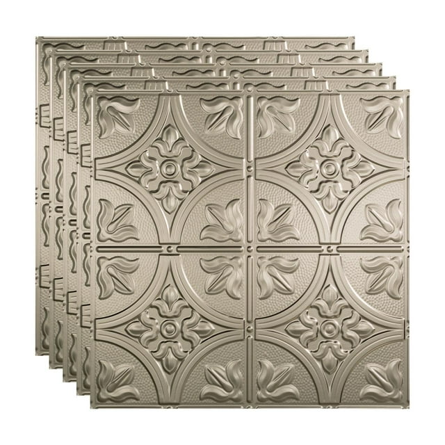 FASÄDE Traditional 2 Decorative Vinyl 2ft x 2ft Lay in Ceiling Panel in Brushed Nickel (5 Pack)